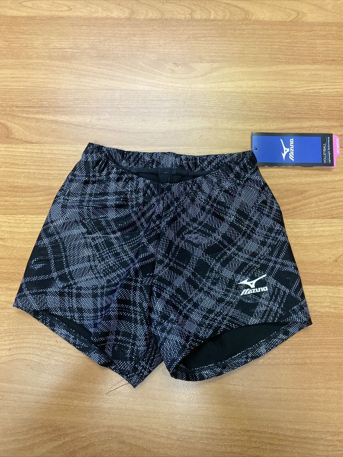 NEW MIZUNO Women's Drylite Vortex Low Rider Shorts Black/Gray Pattern M