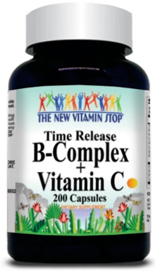 Комплекс витаминов группы В 1200 мг 200 капсул с витамином С высокой активностью и длительным высвобождением
