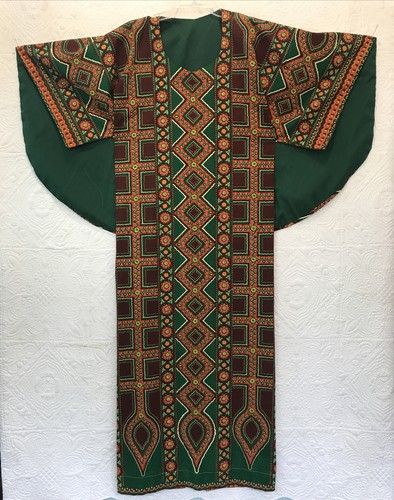 Vintage Ethnic African Bohemian Tribal Maxi Cotton Caftan Halter Cape Dress Lind - Picture 3 of 11