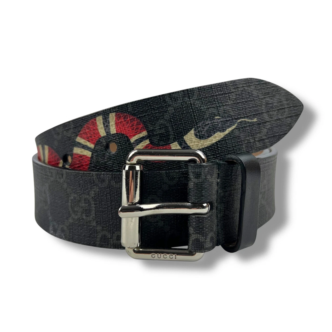 Ceinture Gucci noire monogramme Kingsnake
