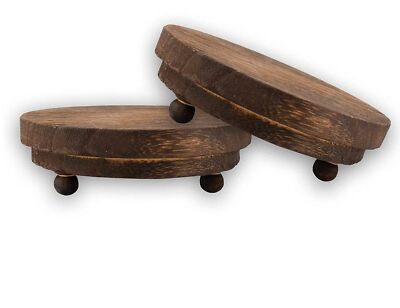 2 Pcs Wood Riser - 3.75' Display Stand for Farmhouse Decor, Tiered Tray Acces...