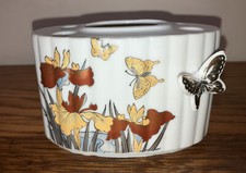 Vintage 1986 Porcelain Toothbrush Holder w 3-D Gold Butterfly Made in Japan