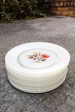 LOT OF 10 NEW WHITE DURALEX DESSERT PLATES MADE IN FRANCE FLOWER PATTERN