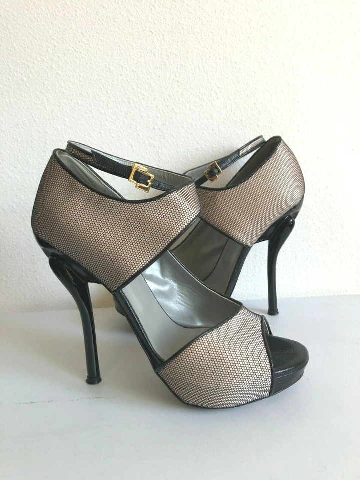 GEORGINA GOODMAN черный / голая сетка D'Orsay платформе насосы каблуки 37,5 ~ EUC - Изображение 2 из 4