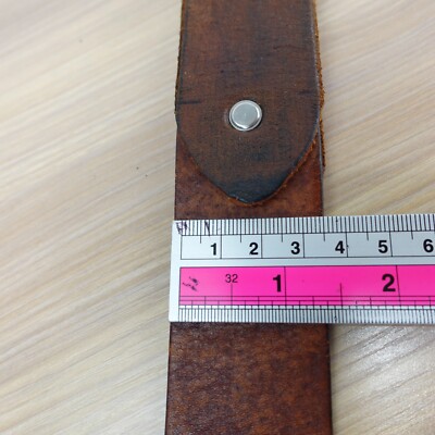 VINTAGE Full Grain Belt 34 Brown Real Leather Big Buckle USA  display picture 1