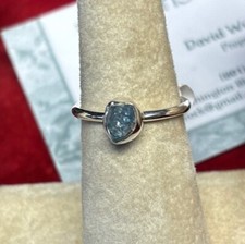 sterling silver stackable ring Size 7 Aquamarine Raw