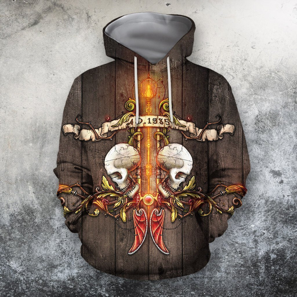 Full body 3D skull printed hoodie, horror 3D hoodie, gift for friends