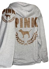 XXL Victorias Secret Pink Bling Campus Pullover Hoodie Sweatshirt Dog Logo NWT