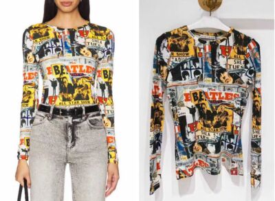 Women Alice + Olivia Round Neck Floral Slim Fit Blouse Top