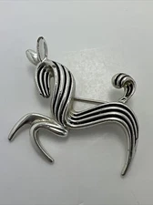 VINTAGE EMMONS signed Silverstone Striped Zebra Horse Pin/Brooch