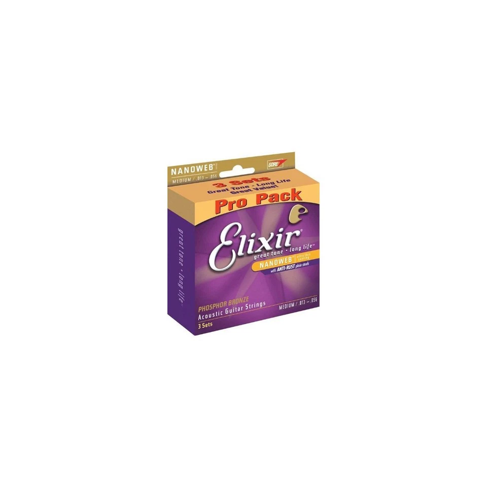 ELIXIR Pack De 3 Cordes Acoustiques Phosphore Bronze 16546 .013/.056 - Photo 1/1