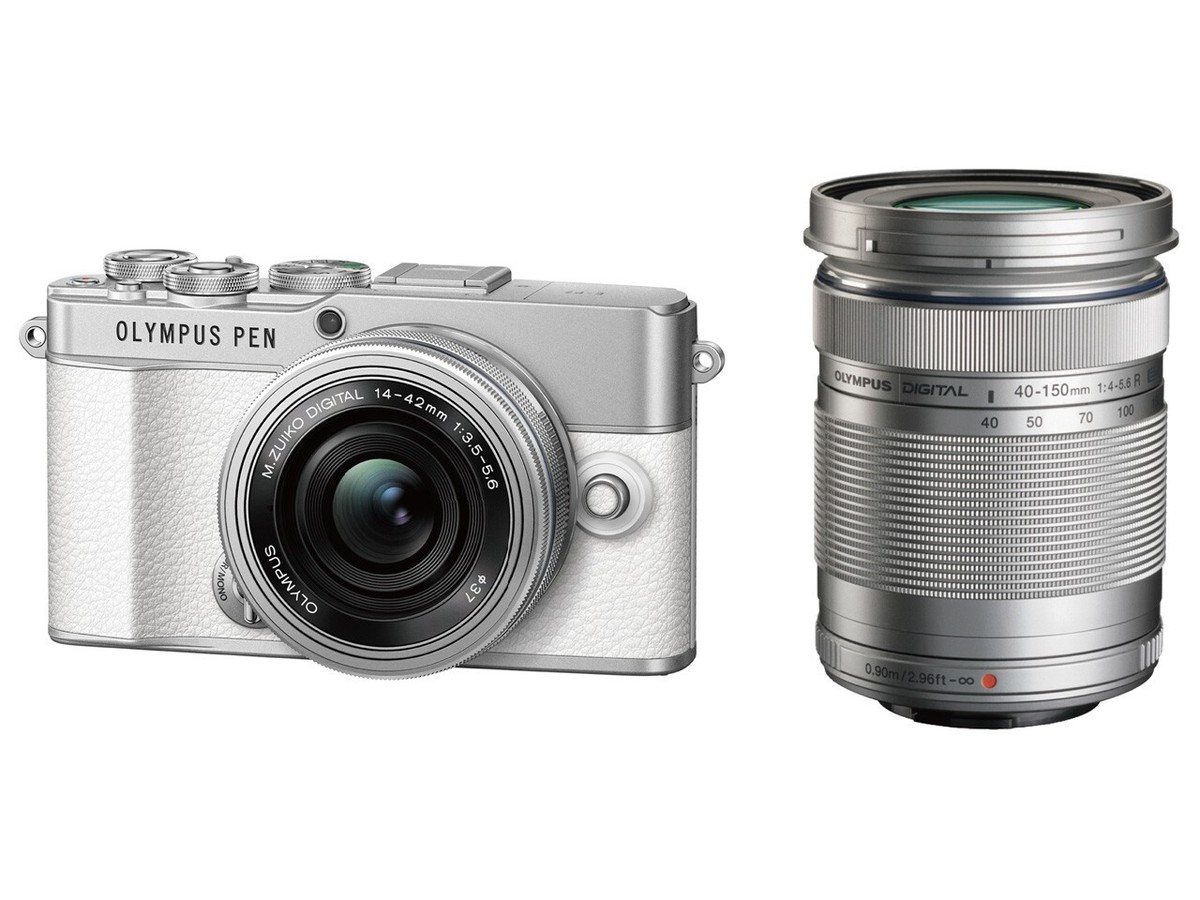OLYMPUS PEN E-P7 Mirrorless White Camera 14-42mm EZ 40-150mm R