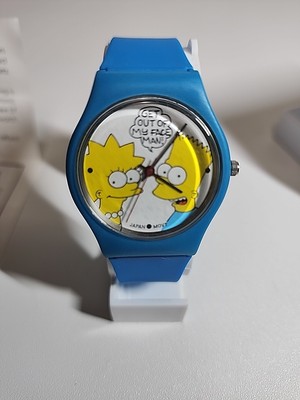 Vintage 1990 Simpsons Watch Bart, Lisa GET OUT OF MY FACE MAN Working 