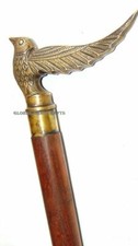 Nautical Brass Flying Bird Head Handle Vintage style Wooden walking stick Cane