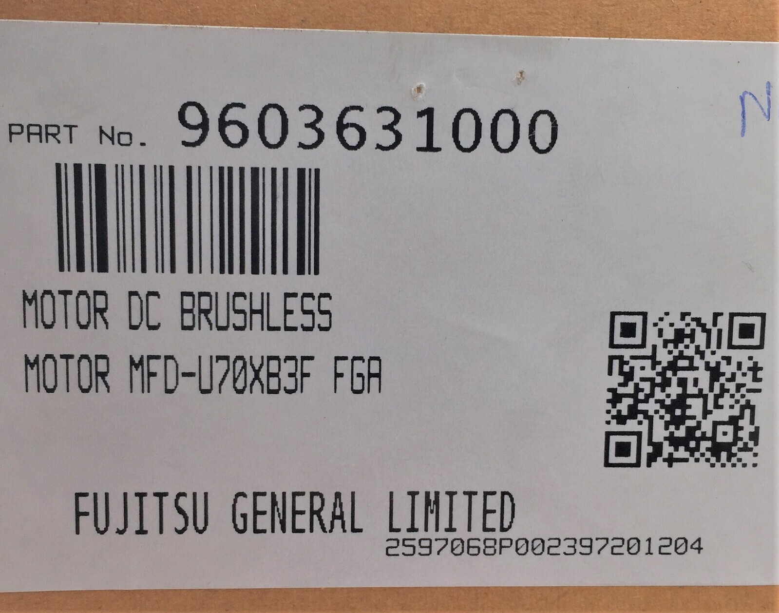 Fujitsu 9603631000 Motor DC Brushless for Fujitsu MFD-U70XB3F 