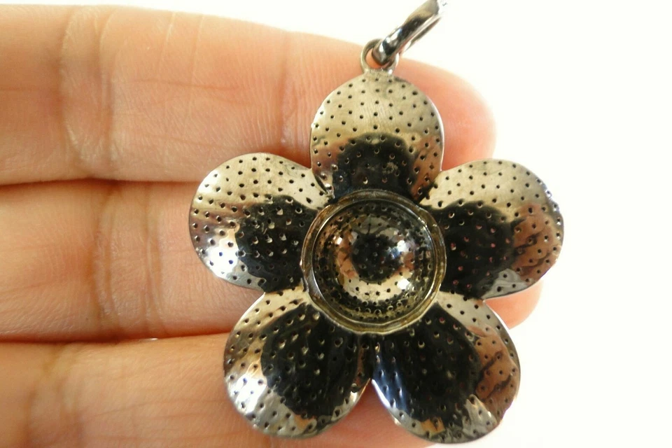 Natural Ruby Flower  Antique Finish 925 Sterling Silver Pendant - Image 4 of 4