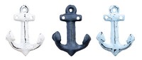 3Er Set Anker Wandhaken Blau Weiß Metall Garderobenhaken Maritime Deko Haken