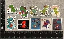 Lot of 10 Assorted Cute Dinosaur T-Rex Stickers