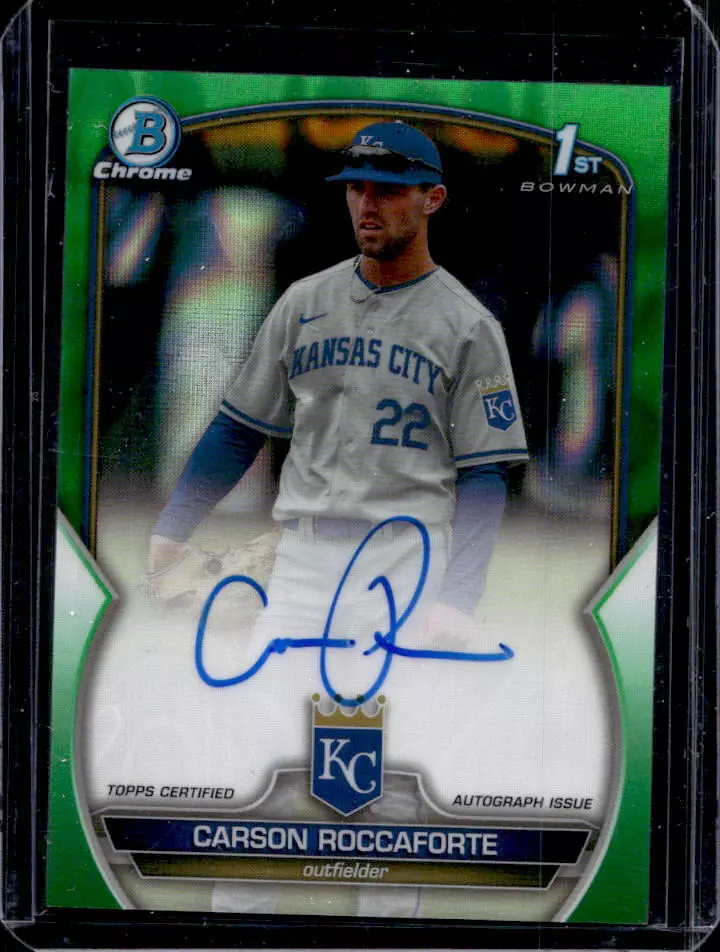 2023 Bowman Chrome Draft Carson Roccaforte Green Lava Refractor 1st Auto #13/99