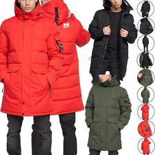 Crosshatch Men Heavy Weight Longline Hooded Parka Padded Fleece Lined Warm Coat