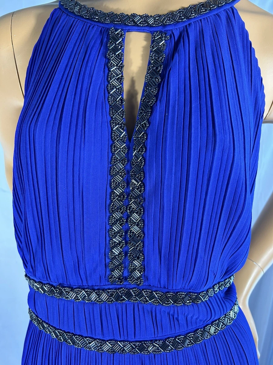 MELROSE Size 16 Greek Roman Dress Beaded Floor Length Royal Blue