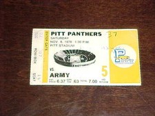 1976 Army v Pitt Panthers Football Ticket 11/6 National Championship Year 