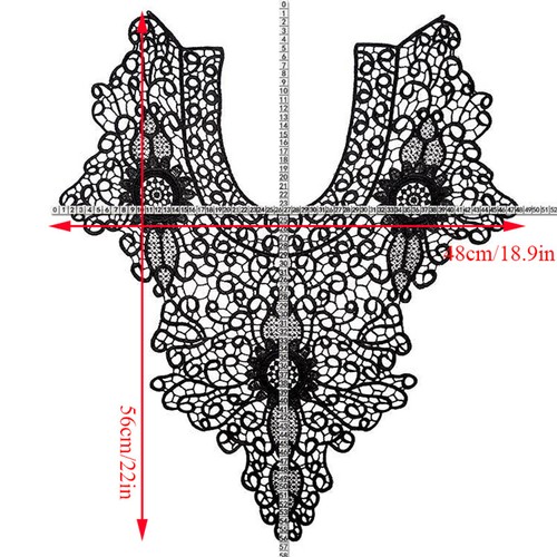 Long Flower Applique Lace Collar Trim Embroidered Neckline Sewing Patches Decor - Picture 7 of 23