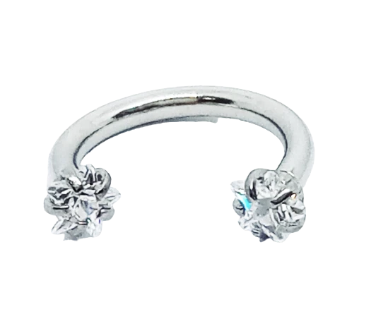 Piercing orecchino in acciaio cerchietto ferro di cavallo stellina brillantino - Immagine 2 di 4
