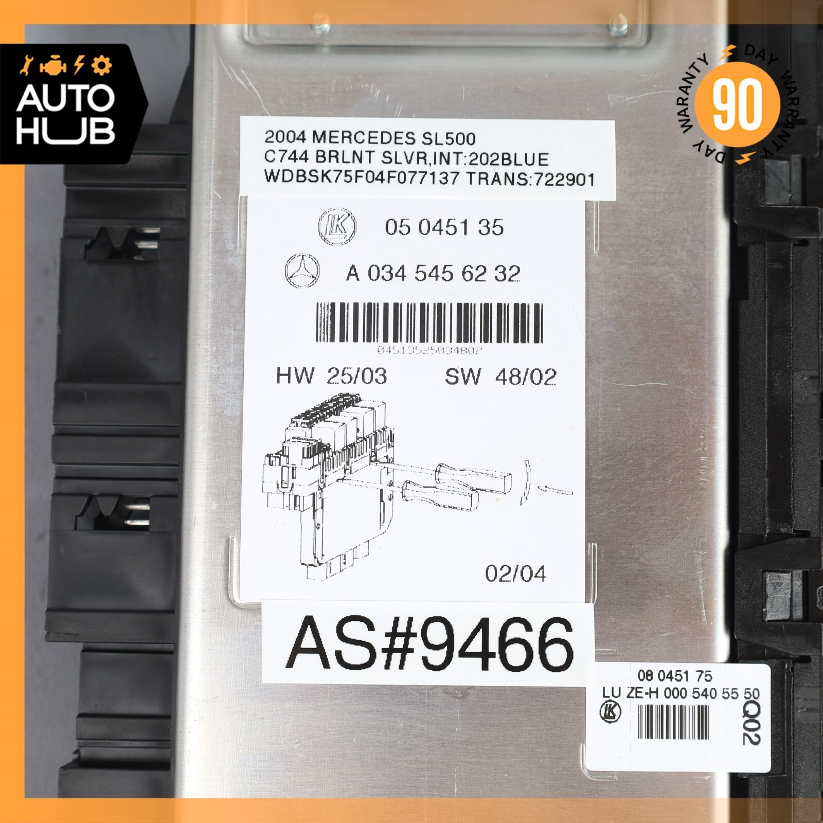 03-12 Mercedes R230 SL500 SL55 AMG SL550 Rear SAM Fuse Box Relay Module OEM