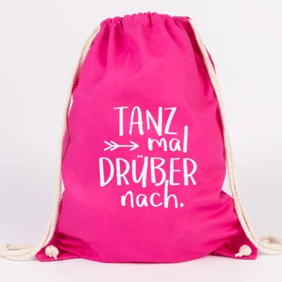 JUNIWORDS Turnbeutel Motiv "Tanz mal Drüber nach." ver. Farben Geschenk Tasche