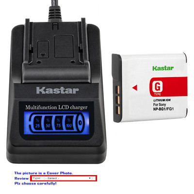 Kastar Battery LCD Quick Charger for Sony NP-BG1 NP-FG1 Sony Cyber-shot DSC-W230