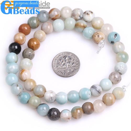 Piedra preciosa amazonita multicolor natural 2 mm agujero grande cuentas redondas envío gratuito - Imagen 7 de 28