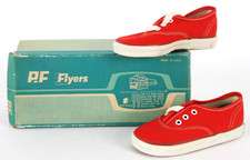 1960's PF Flyers Youth Red Bayshore Size 7M Shoes w/Original Box, Never Worn