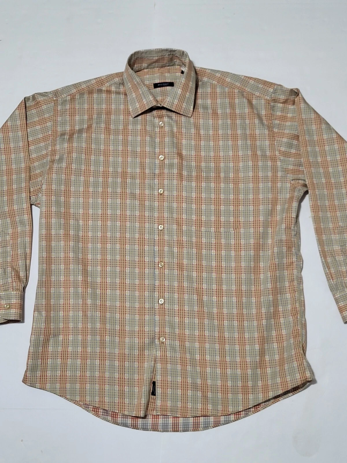 (#19) Camicia abito casual Burberry London Check a quadri giallo blu Butto uomo XL