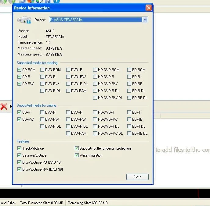 CD-RW BEIGE  ASUS CRW-5224A  Optical  with  IDE Ribbon Cable - Image 3 of 4