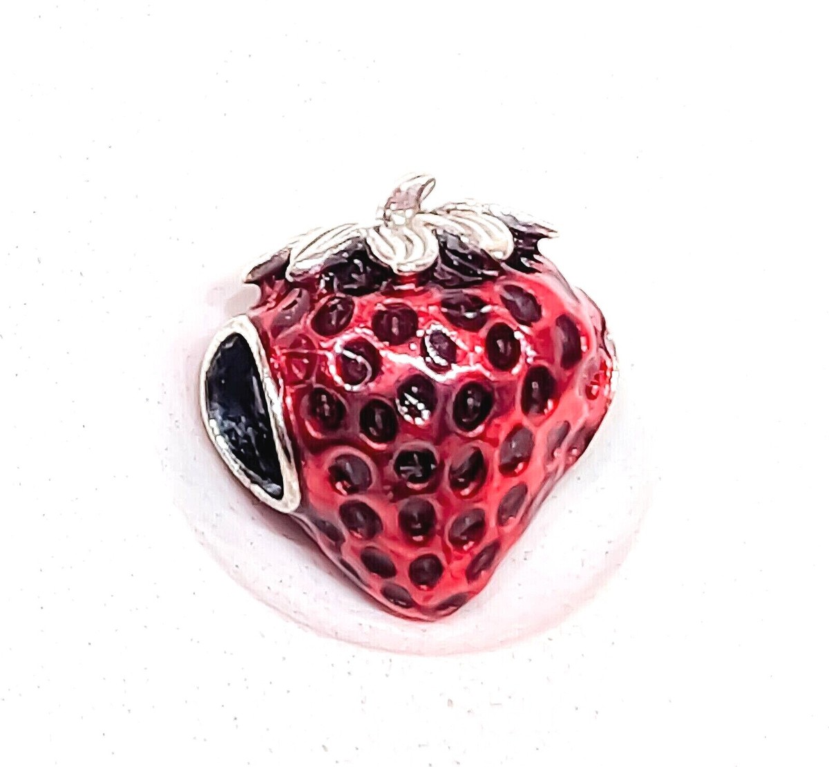 New 100% PANDORA 791681C01 Sterling Silver Red Seeded Strawberry