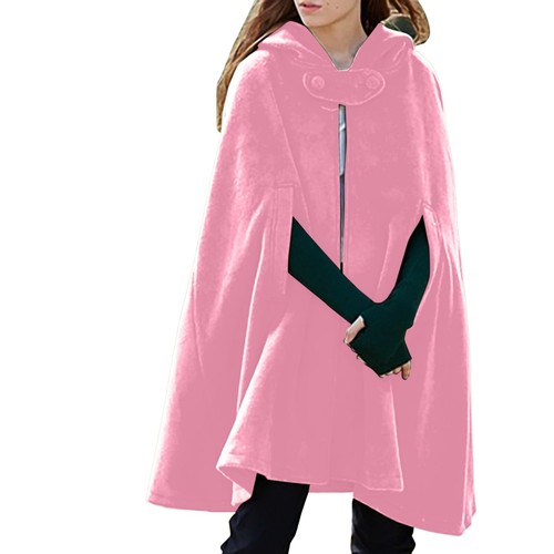 Kapuze Medium Damen Cape Winter Vintage Mantel Mode Knopf Umhang Wolle - Bild 2 von 16