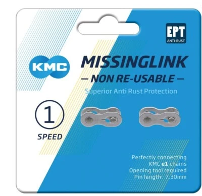 KMC MissingLink Kettenschloss e1NR EPT 1/2x 3/32" 1-fach 2 Stück