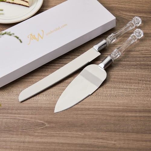 Wedding Cake Knife and Server Set - Cake Knife 13.2 Inch Cake Server 10.8 inc... - Picture 5 of 7
