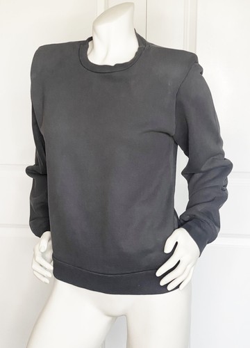 MOTHER GRAY COTTON SHOULDER PADS CROP SWEATSHIRT SIZE: S - Picture 5 of 8