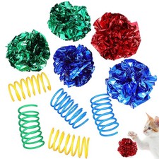 1Set Durable Interactive Cat Toy Spring Spiral Crinkle Balls Small Set