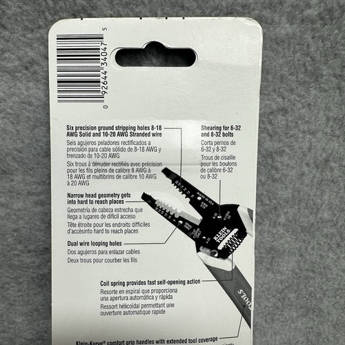 New Klein Tools K11095 Klein-Kurve® Wire Stripper / Cutter, 8-20 AWG USA - Picture 8 of 10