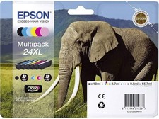 Genuine Epson 24XL Elephant Multipack Black & Colour Ink Cartridges New Boxed