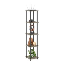 FURINNO Turn-N-Tube 5-Tier Corner Square Rack Display Shelf, Round, French Oak G