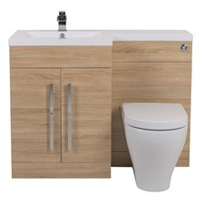 Bathroom 1100mm L Shape Combination Suite Toilet, Vanity Unit & Basin All Colour