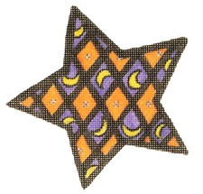 Halloween NEEDLEPOINT Canvas 18 mesh Zweigart Hand painted Witch Star Silver