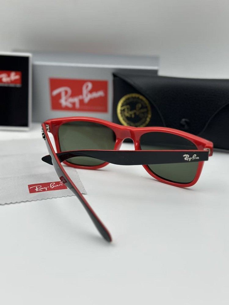 Ray-Ban Wayfarer RB2140 Black Red Edition Sunglasses Green Lenses