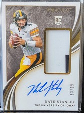 2020 Panini Immaculate Gold Nate Stanley RC Auto Patch #ed 83/99 #130 Iowa (jc)