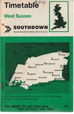 SOUTHDOWN BUS TIMETABLE BOOK WEST SUSSEX JAN 1975 WITH ROUTE MAP
