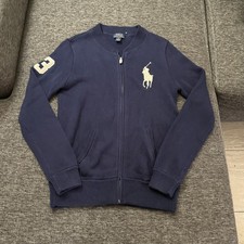 Polo Ralph Lauren Sweater Boys XL 18-20 Navy Blue Full Zip Big Pony Cotton Knit